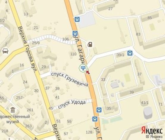 Схема рекламной плоскости по адресу Гагарина ул., 33 (АЗС "Укрнафта",ресторан"Рушничок",ЖК "Сімейний",300 м. супермаркету "Велика Кишеня")