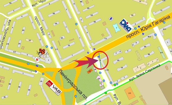 Схема рекламной плоскости по адресу Ленинградская пл/ул Гагарина (А2) призма левая