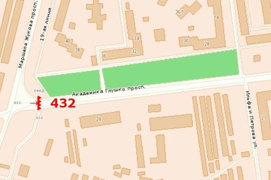 Схема рекламной плоскости по адресу просп. Академика Глушко, 29-А / просп. Маршала Жукова (призма)
