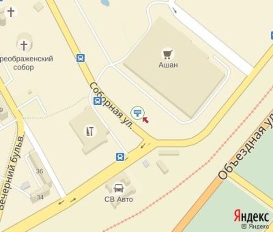 Схема рекламної площини за адресою 30 лет Победы пл., 1, стоянка Солнечная галерея, с\м "ОКЕЙ"