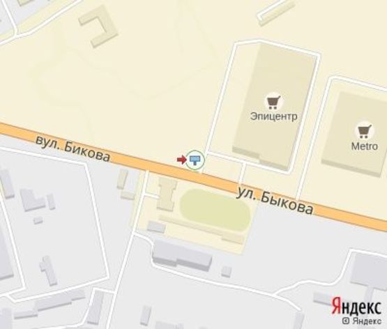 Схема рекламной плоскости по адресу Быкова ул., 33, (ТЦ "Эпицентр"), въезд на стоянку ТЦ "Эпицентр" Схема рекламной плоскости по адресу Быкова ул., 33, (ТЦ "Эпицентр"), въезд на стоянку ТЦ "Эпицентр"