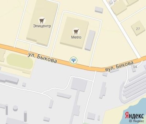 Схема рекламної площини за адресою Быкова ул.,  въезд  в "МЕТРО"