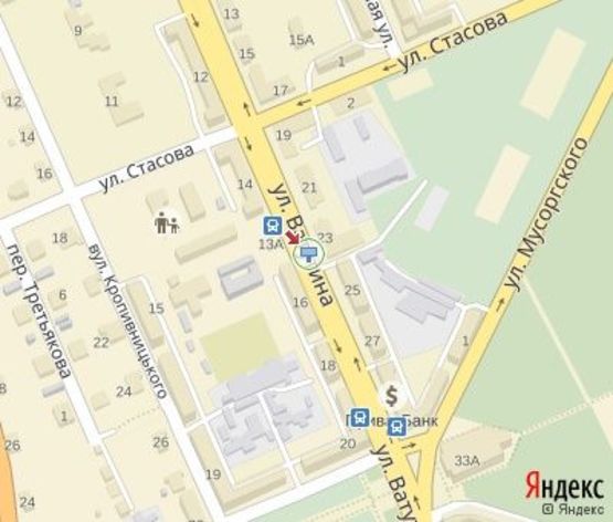 Схема рекламной плоскости по адресу Ватутина ул., 23, разделитель, ("ПриватБанк", шахтауправление), на  Ракитина ул., 129 квартал