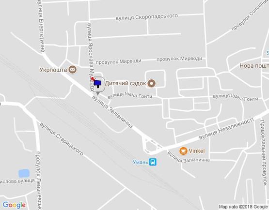Схема рекламной плоскости по адресу м. Умань, вул. Залізнична