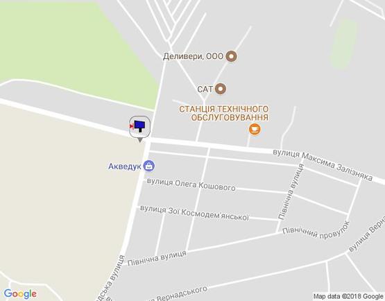 Схема рекламной плоскости по адресу м. Умань, перехрестя з вул. Заводська та вул. Максима Залізняка