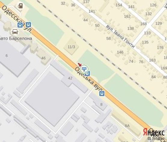 Схема рекламної площини за адресою Одесская ул., в центр Схема рекламної площини за адресою Одесская ул., в центр