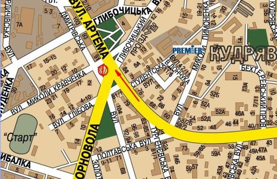 Схема рекламної площини за адресою ул. Артема / Черновола Схема рекламної площини за адресою ул. Артема / Черновола