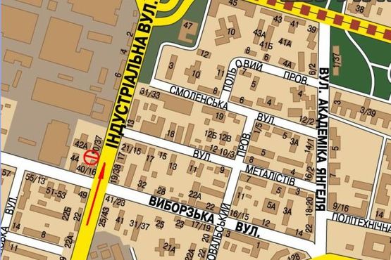 Схема рекламної площини за адресою ул. Индустриальная, 16 Схема рекламної площини за адресою ул. Индустриальная, 16