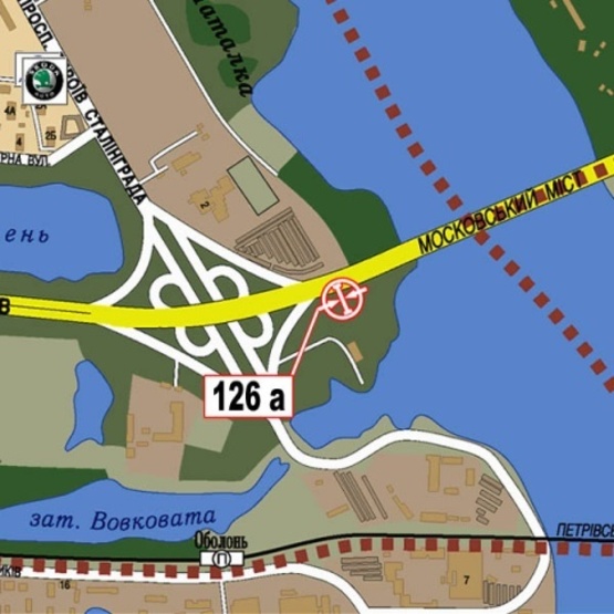 Схема рекламної площини за адресою Московский мост - Бандеры С. просп. (просп. Московский) (перед Московским мостом, в сторону Троещины)