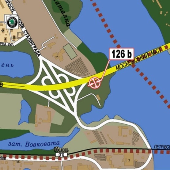 Схема рекламной плоскости по адресу Московский мост -  Бандеры С. просп. (просп. Московский) (выезд с Московского моста на Тульскую пл.)