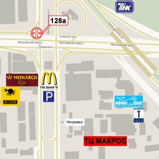 Схема рекламної площини за адресою Тульская пл., завод "Сварка" (ст. м.  Петровка, ТЦ Городок, сьезд с просп. Оболонского на Московский просп.) призма