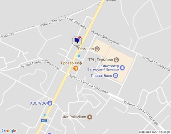 Схема рекламной плоскости по адресу м. Бровари, вул. Київська