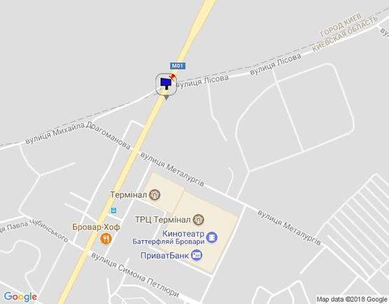 Схема рекламной плоскости по адресу м. Бровари, вул. Київська, 326