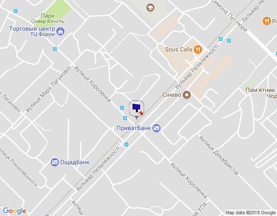 Схема рекламной плоскости по адресу м. Бровари, перехрестя з бульваром Незалежності та вул. Короленка