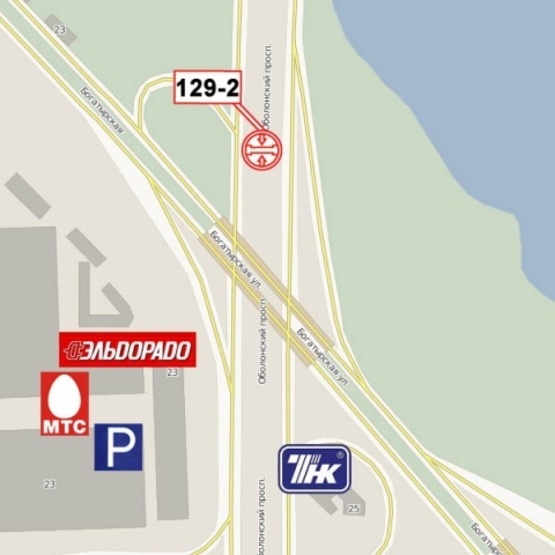 Схема рекламной плоскости по адресу Оболонский просп. - Богатырская ул. (заправка ТНК, на разделителе в сторону Московского просп.) 