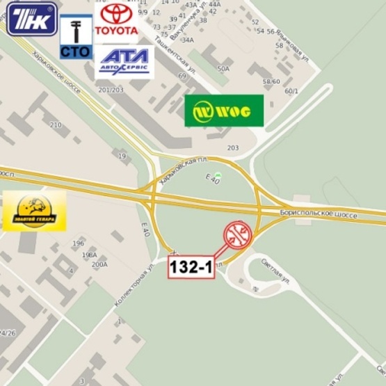 Схема рекламної площини за адресою Харьковская пл., Бориспольская трасса (выезд из Киева)