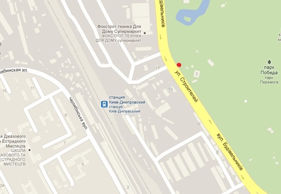 Схема рекламної площини за адресою Освободителей пр-кт, напротив д. №15, за пешеход. мостом в сторону Броварского пр-кта, за маг. "Фокстрот"