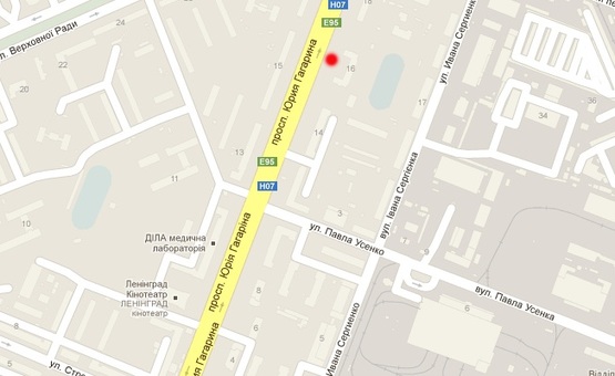 Схема рекламної площини за адресою Гагарина, пр-кт, 16, напр. к Ленинградской пл.