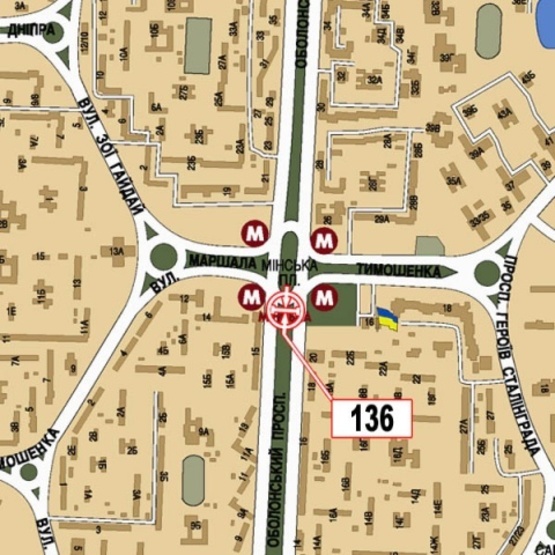 Схема рекламной плоскости по адресу Оболонский просп., 15, ст. м.  Минская, супермаркет "ВАРУС" ТРЦ "Дрим Таун"