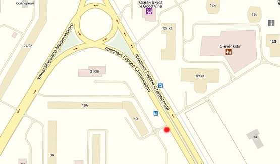 Схема рекламной плоскости по адресу Героев Сталинграда, 19, напр. к Московскому мосту (светофор)