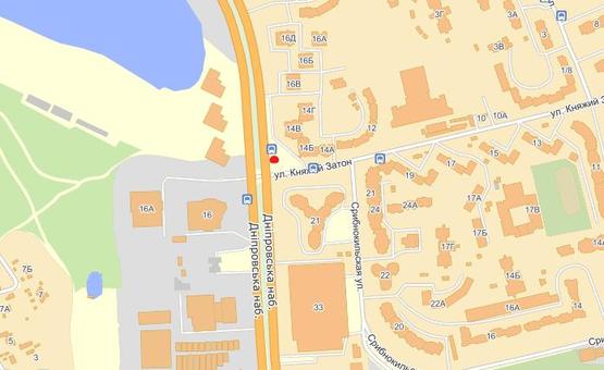 Схема рекламной плоскости по адресу Днепровская наб / Княжий Затон, напр. к пр-кту Бажана