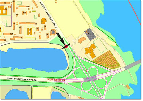 Схема рекламної площини за адресою ул.Героев Сталинграда,/пр.Московский