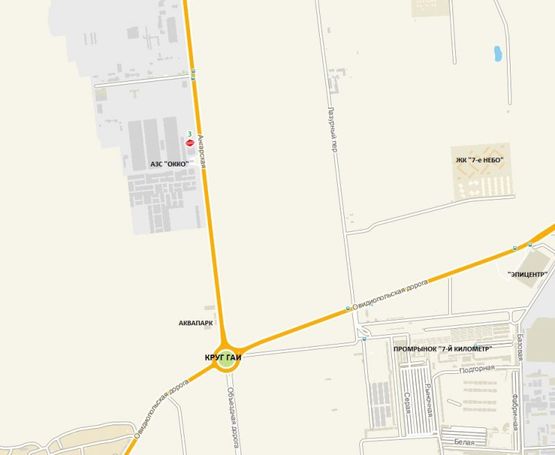 Схема рекламної площини за адресою Объездная дорога  - АЗС "ОККО", от промрынка "7-й км" к Авангарду