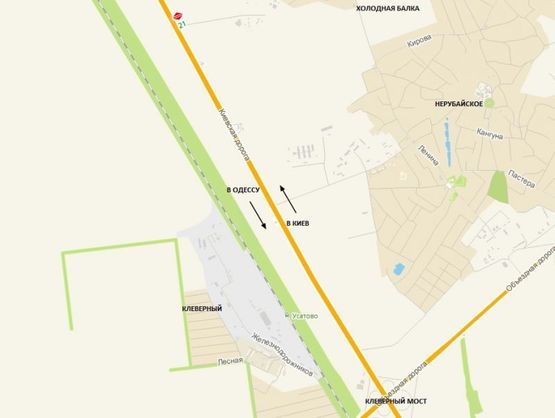 Схема рекламної площини за адресою Киев-Одесса.До Клеверного моста из Киева (454+990), поворот на Фомину балку, Холодную Балку