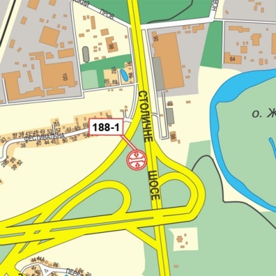 Схема рекламної площини за адресою Столичное шоссе (напротив СТО Мерседес, ТРЦ "Домосфера", АЗС "WOG", выезд из города)