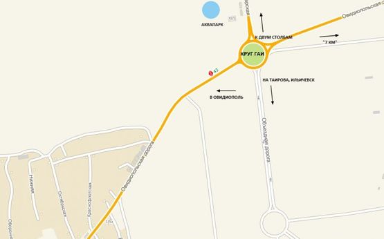 Схема рекламної площини за адресою Овидиопольская дорога  (11+180) из Овидиополя, Затоки к "7-му км", напротив автомойки