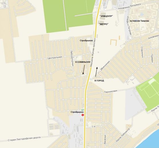 Схема рекламної площини за адресою Жукова Маршала пр-т - Оптовый стройрынок, из Совиньона в центр, к "МЕТРО", "Эпицентру"