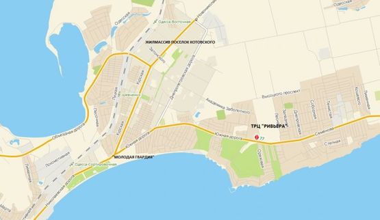 Схема рекламної площини за адресою Южная дорога из Одессы (Старониколаевская), перед  ТРЦ "Ривьера"  к Южному, Николаеву