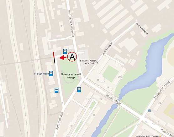 Схема рекламної площини за адресою Привокзальна (правий)