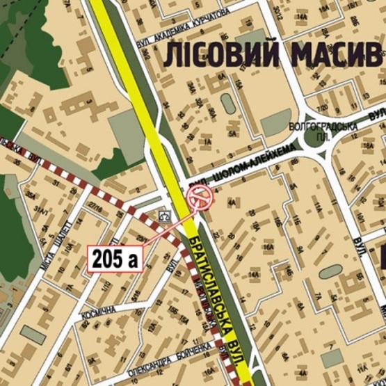 Схема рекламной плоскости по адресу Братиславская ул., 24 - ул. Ш.Алейхема, (рынок "Юность", Магазин "АТБ", в направлении просп. Ватутина Ген.), призма