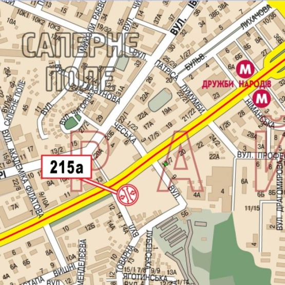 Схема рекламной плоскости по адресу Дружбы Народов бул., 14 (Novus, Новая Почта, в направлении моста Патона)