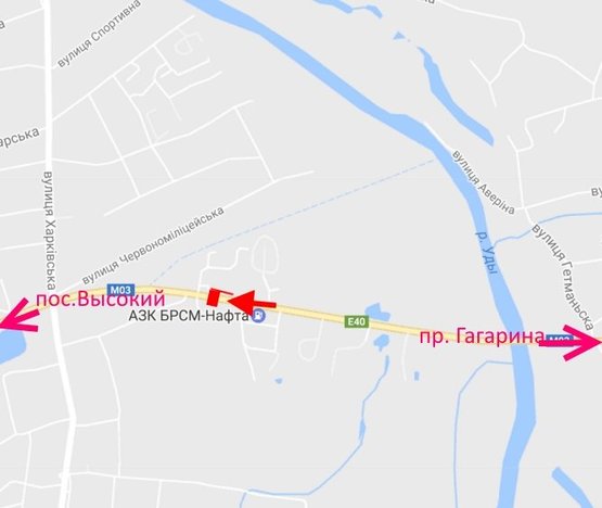 Схема рекламной плоскости по адресу Симферопольское шоссе- пос. Карачевка- возле АЗС БРСМ-флажок №2-из центра