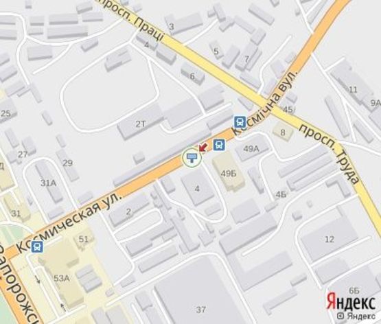 Схема рекламной плоскости по адресу Космическая ул. - Труда пр., мебельный салон, в сторону Запорожского шоссе Схема рекламной плоскости по адресу Космическая ул. - Труда пр., мебельный салон, в сторону Запорожского шоссе