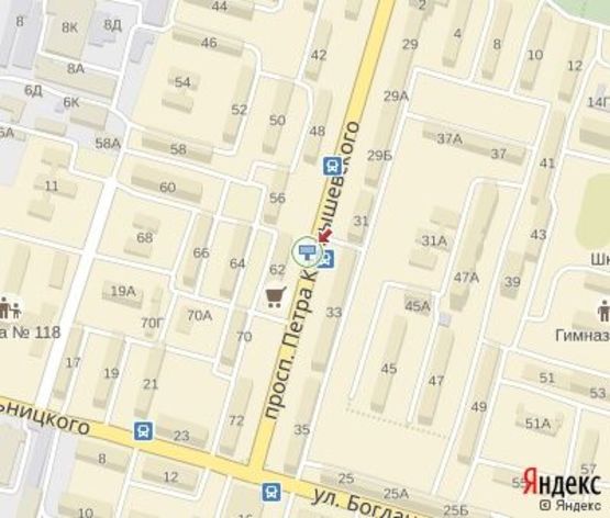 Схема рекламної площини за адресою Калнышевского пр.,62, возле АТБ Схема рекламної площини за адресою Калнышевского пр.,62, возле АТБ