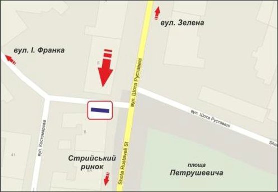 Схема рекламної площини за адресою Шота Руставелі, 8 вул. Схема рекламної площини за адресою Шота Руставелі, 8 вул.