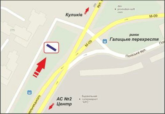 Схема рекламної площини за адресою Б.Хмельницького , 275 вул.