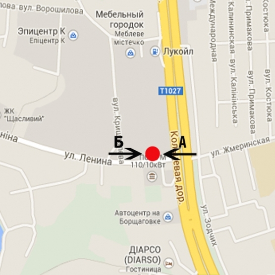 Схема рекламної площини за адресою ул. Б. Окружная / маг. "BILLA"  поворот на Петропавловскую Борщаговку