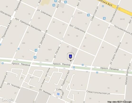 Схема рекламной плоскости по адресу пр. Леніна - вул. Радянська (магазин 100)