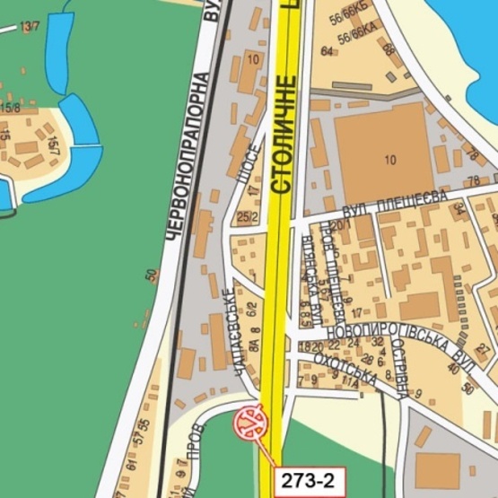 Схема рекламної площини за адресою Столичное шоссе, съезд с Чапаевского шоссе,100м перед АЗС "Укрнафта", направление в центр