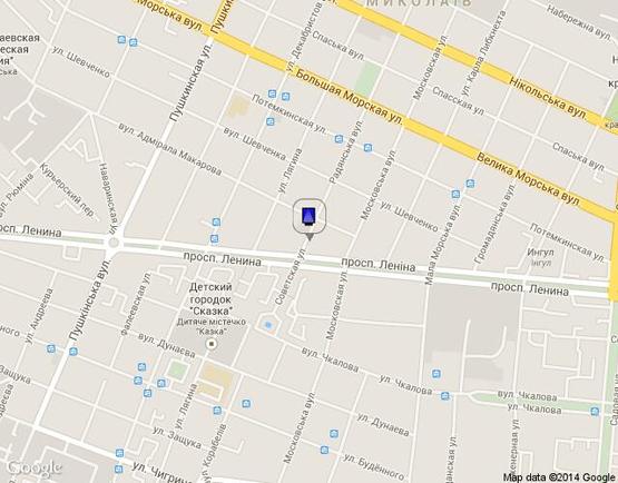 Схема рекламной плоскости по адресу вул. Радянська, між вул. Адм. Макарова та пр. Леніна