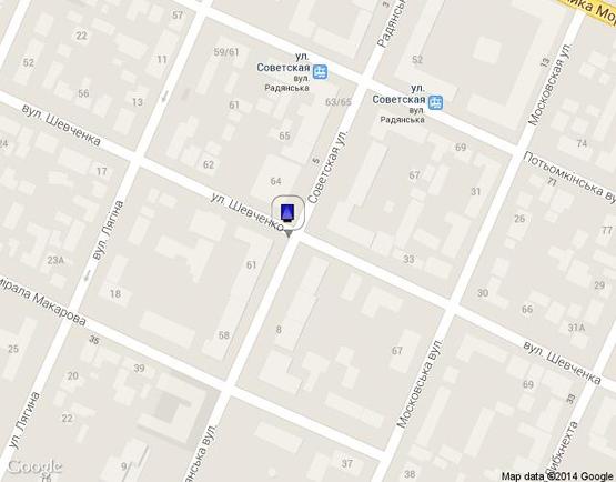 Схема рекламной плоскости по адресу вул. Радянська - вул. Шевченко