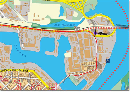 Схема рекламної площини за адресою ул.Электриков, на светофоре, поворот  на концерн "Укрпроминвест"