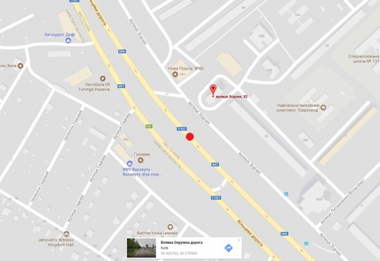 Схема рекламної площини за адресою Зодчих ул., 32, Кольцевая дорога (в направлении Новус, Види АвтоСити, АЗС ОККО)