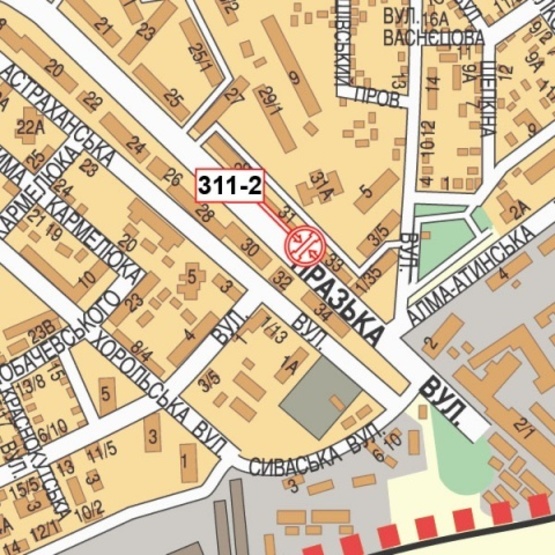 Схема рекламної площини за адресою Пражская ул., 31, ( УкрПочта, А-Банк, маркет "Фора"), направ. из центра города