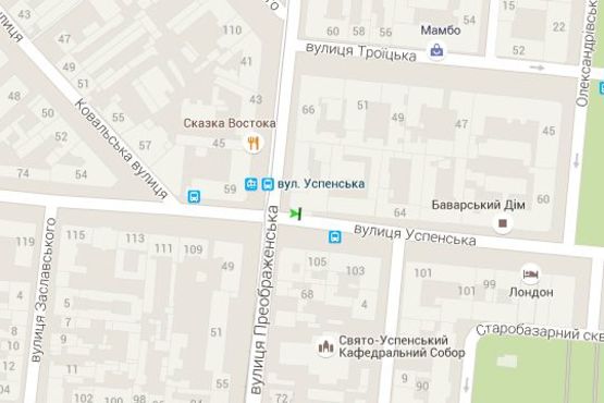 Схема рекламной плоскости по адресу Успенська вул. - Преображенська вул., 66 Схема рекламной плоскости по адресу Успенська вул. - Преображенська вул., 66