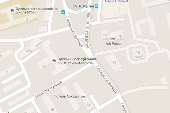 Схема рекламной плоскости по адресу Генуезська вул. - Сонячна вул. (в Аркадию)